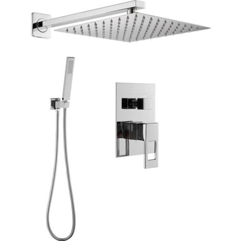 VALAZ Ducha empotrada monomando pared cuadrada con maneta  hueca cuadrada cromada serie Tormes - 25cm