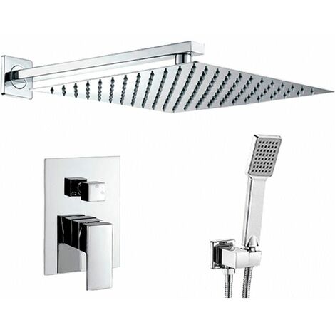 VALAZ Ducha empotrada monomando pared cuadrada cromada serie Eresma - 25cm