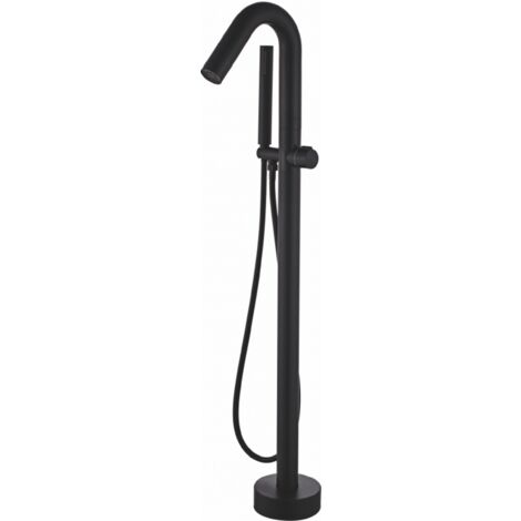VALAZ Grifo de bañera exenta de pie negro mate con tridente alto serie Turia