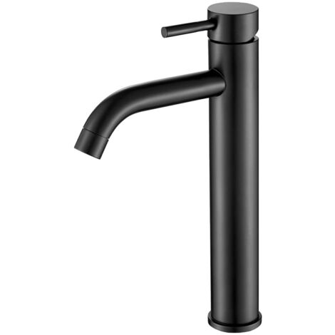 VALAZ Grifo de lavabo alto pica monomando redondo negro serie Jabalon