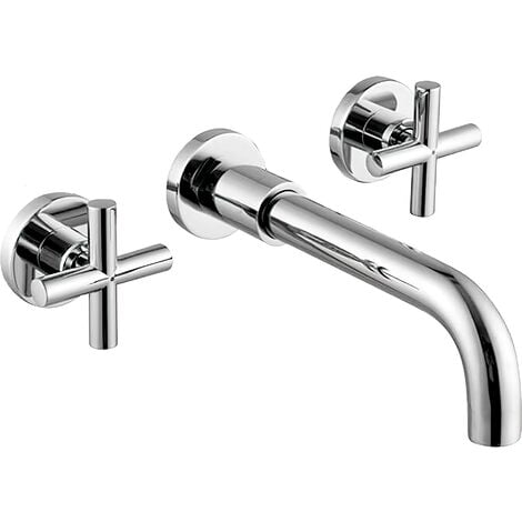 VALAZ Grifo de lavabo empotrado redondo bimando cromado Serie Nalon