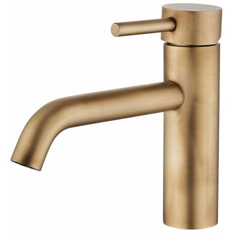 VALAZ Grifo de lavabo monomando redondo dorado envejecido Serie Jabalón