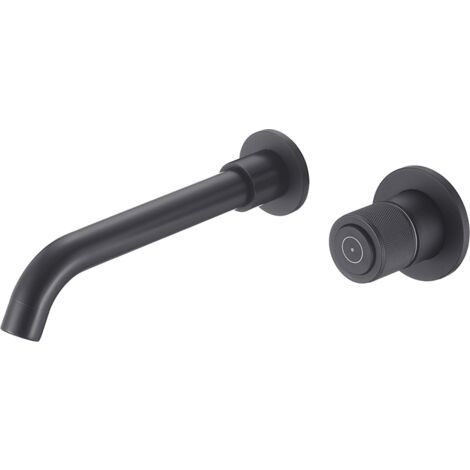 VALAZ Grifo empotrado de lavabo monomando de botón redondo negro mate serie Andarax