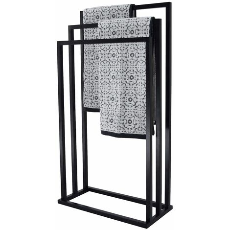 Vale Designs Bathroom Towel Rack Store Matt Black Freestanding 3 Rail Modern