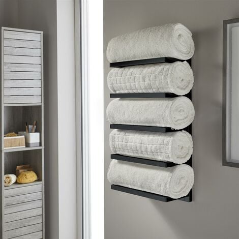 Vale Designs Bathroom Towel Rack Store Matt Black Wall Mounted 5 Tier Modern - Black