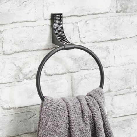 Vale Designs Bathroom Towel Ring Sparkle Matt Black Wall Mounted Modern Fixings