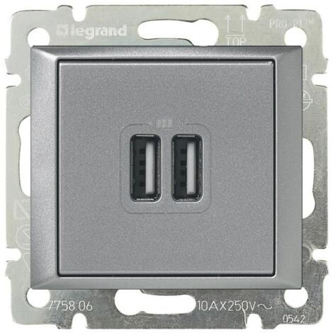 VALENA base 2xUSB 1550ma 5v alluminio LEGRAND 770270
