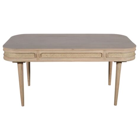 Valencia 6 Seater Dining Table - Cane & Mango Wood - L90 x W165 x H78 cm