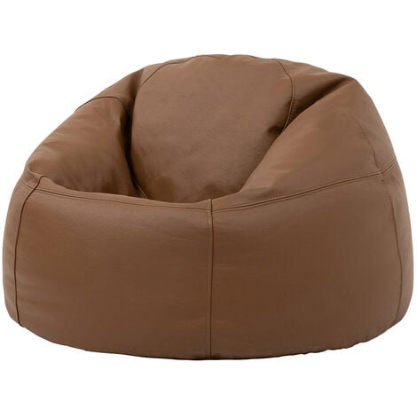 Valencia Genuine Leather Classic Bean Bag Chair - Brown