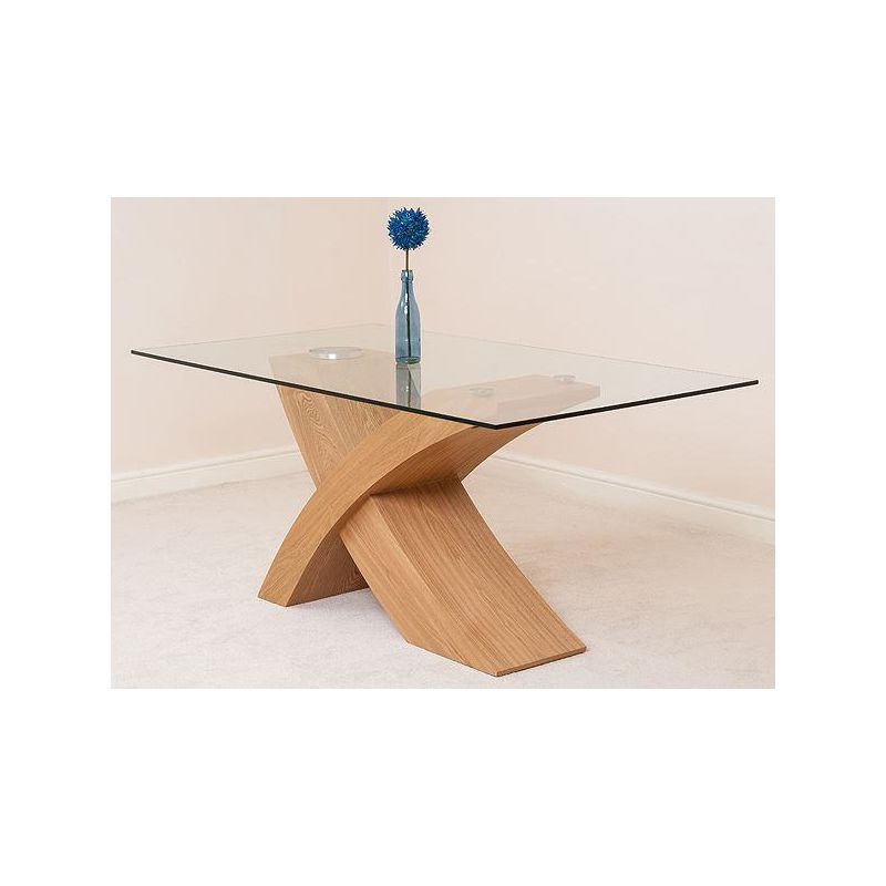 Modern Furniture Direct - Valencia Oak 160cm Wood and Glass Dining Table