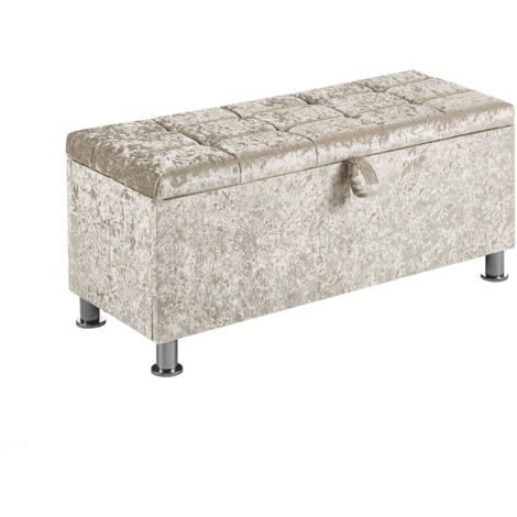 main image of "Valencia Storage Ottoman, Crushed Velvet Champagne"