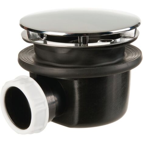 Valentin – Bonde de douche extra-plate 90 mm – Sortie horizontale – Capot en ABS chromé – Hauteur 60 mm – Joint autofix pour étanchéité