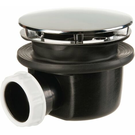 Valentin – Bonde de douche extra-plate 90 mm – Sortie horizontale – Capot en ABS chromé – Hauteur 60 mm – Joint autofix pour étanchéité