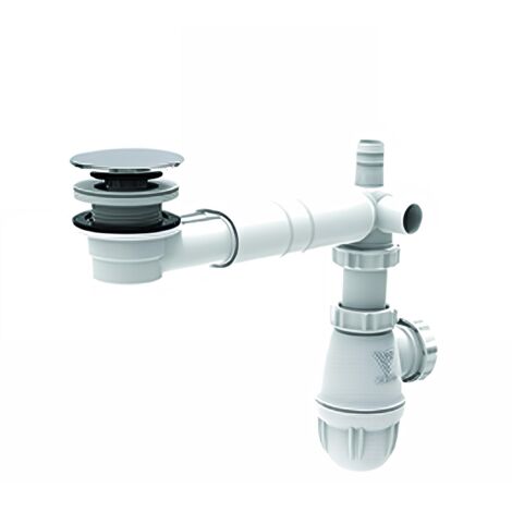 Valentin – Bonde et vidage pour vasque extra-plate – Hauteur 34 mm – Siphon de lavabo pour installations réduites – Matériaux résistants à l'eau