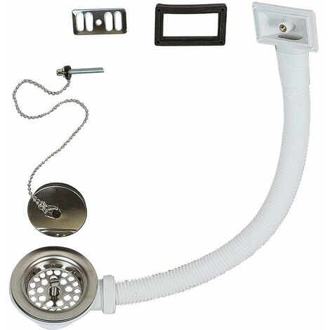 Valentin – Bonde de lavabo plastique avec bouchon-chaînette – Système de trop-plein – Diamètre 60 mm – Installation facile avec serrage ajustable