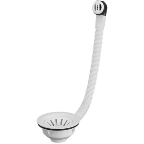 Valentin – Bonde évier 90 mm – Panier manuel avec trop plein – Débit 55 l/mn – Hauteur sous évier 55 mm – Compatible avec évier Ø 90 mm
