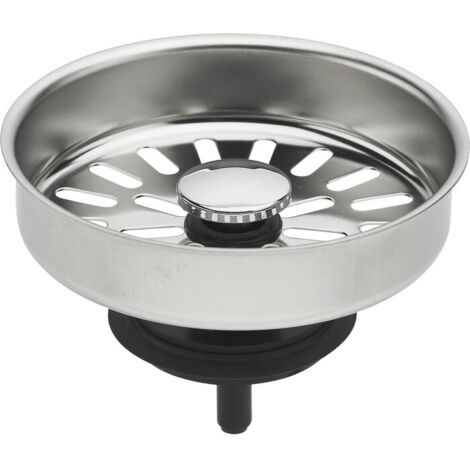 Valentin – Bonde de lavabo manuelle 84 mm – Panier en inox à clapet coulissant – Drainage efficace pour éviers – Installation facile