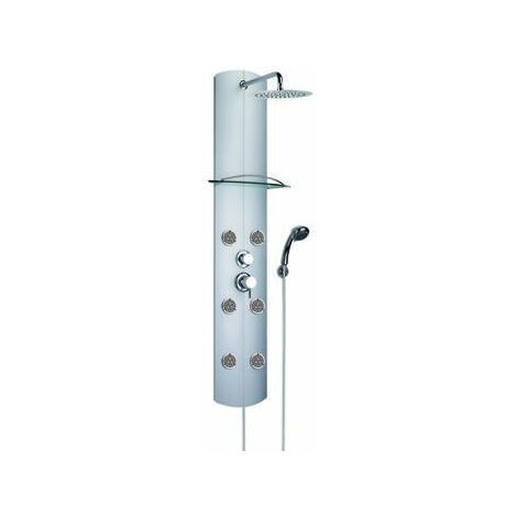 Valentin – Colonne de douche thermostatique en aluminium anodisé – Pomme haute 250mm – Douchette 3 jets – Flexible 1,75m – Buses de massage orientables