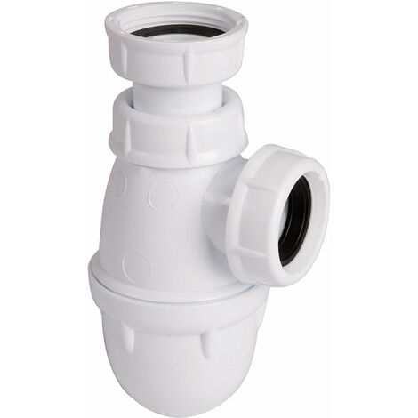 Valentin – Siphon de lavabo 1'1/4 – Hauteur réglable 64/120 mm – Sortie diamètre 40 mm – Garde d'eau 50 mm – Certifié NF – Plastique blanc