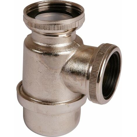 Valentin – Siphon de lavabo en laiton nickelé mat – Culot court – Hauteur 99 mm – Débit 36 l/mn – Garde d'eau 25 mm pour évacuation optimale