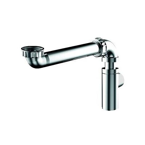 Valentin – Siphon de lavabo Ø 32 mm – Tubulure chromée gain de place réglable – Hauteur 39,5 mm – Entraxe 95 à 260 mm