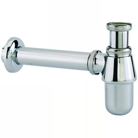 Valentin – Siphon de lavabo en laiton chromé réglable – Culot démontable – Tube de sortie Ø 32 mm – Garde d’eau 60 mm – Débit max 46 l/min