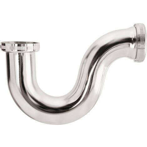 Valentin – Siphon évier tube laiton chromé – Débit élevé 87 l/min – Hauteur 130 mm – Longueur 163 mm – Filetage F 1/2' - 36520000900