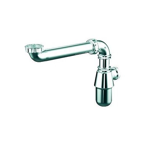Valentin – Siphon gain de place pour lavabo Ø 32 mm – ABS chromé – Hauteur réglable 66 mm – Entraxe 95 à 260 mm