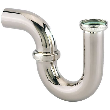 Valentin – Siphon tube de lavabo en laiton chromé – Sortie horizontale murale – Garde d'eau 65 mm – Diamètre 32 mm – 16710000800