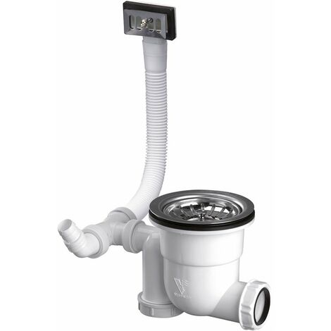 Valentin – Siphonette évier 1 bac en inox et polypropylène – Installation universelle – Diamètre orifice 90 mm – 39600000000