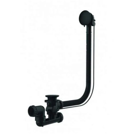 Valentin – Vidage baignoire automatique noir mat – Volant en métal – Câble 650mm – Débit 51 l/mn – Installation rapide et étanche