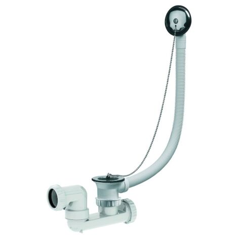 Valentin – Vidage baignoire manuel – Bouchon chaînette 500 mm – Enjoliveur inox – Tube trop-plein 487 mm – Débit 52,5 l/mn – Hauteur 109,5 mm