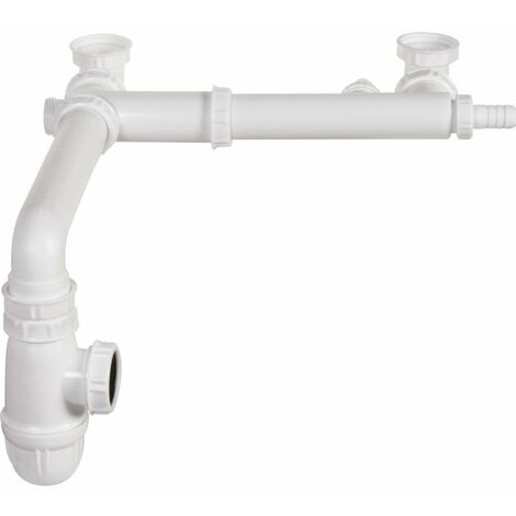 Valentin – Vidage complet lavabo 2 bacs – Siphon en plastique réglable ± 35 mm – Sortie arrière 1''1/2 – Capacité de drainage optimisée