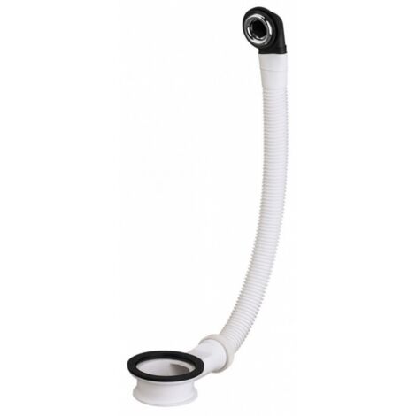 Valentin – Bonde de lavabo avec vidage trop plein – Matériau synthétique – Finition chromée/blanche – Longueur flexible 330mm – Hauteur intercalaire 30mm