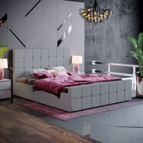 Valentina 5ft King Size Modern Fabric Ottoman Bed Frame, 150 x 200 cm, Light-Grey-Linen