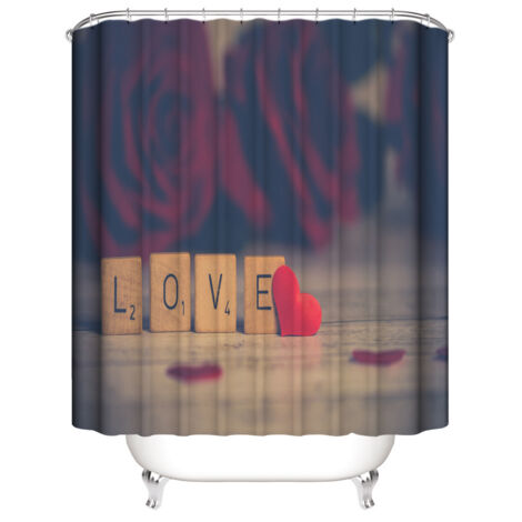 Valentinstag-Duschvorhang 150 x 180 cm, LOVE Duschvorhang Wat