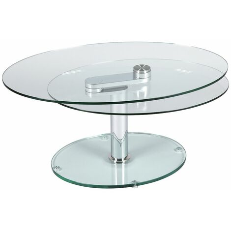 VALESKA - Table Basse Ovale - Transparent