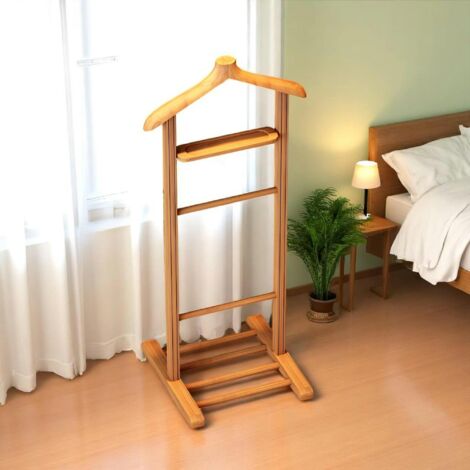 Valet de chambre bois clair avec plateau vide-poches SITIA