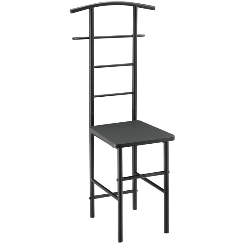 Valet de chambre porte vêtements de nuit solide en métal mdf 107 cm noir gris