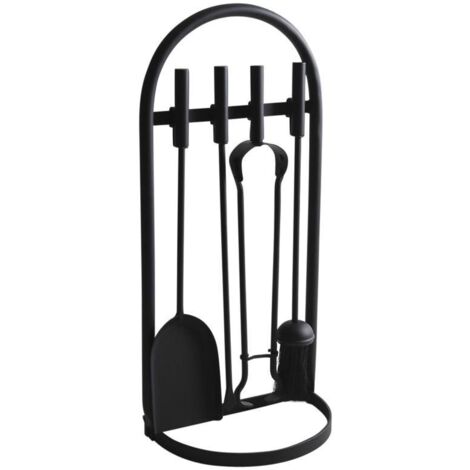 Valet de cheminée en métal noir