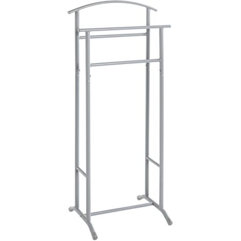 Valet de nuit double en métal gris - Longueur 48 x Hauteur 107 x Profondeur 36 cm