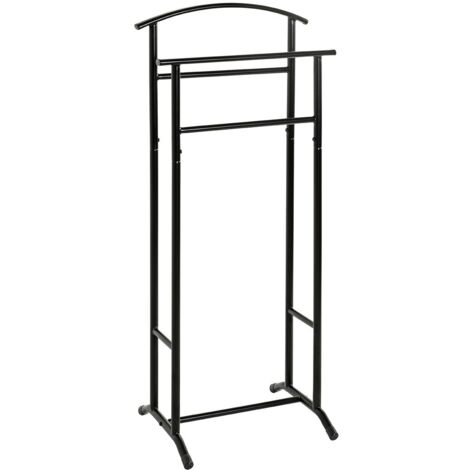 Valet de nuit double en métal Noir - Longueur 48 x Hauteur 107 x Profondeur 36 cm
