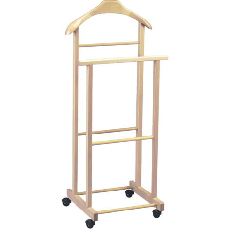Valet de nuit double sur roulettes teinte naturel