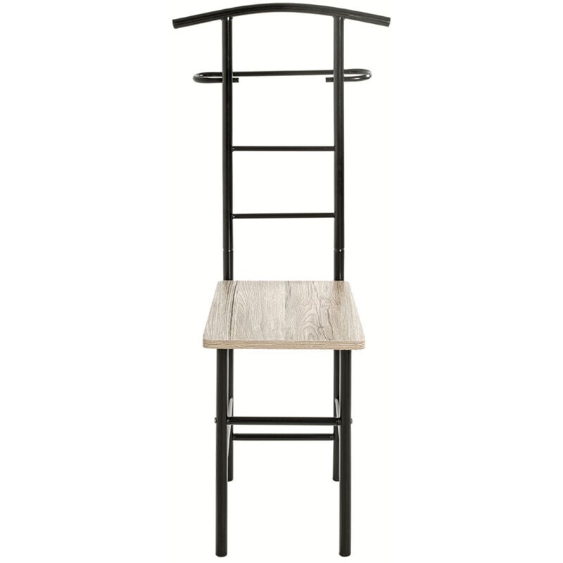 Valet de nuit , valet de chambre en bois coloris chêne San Remo et métal noir -longueur 46 x profondeur 46 x hauteur 109 cm