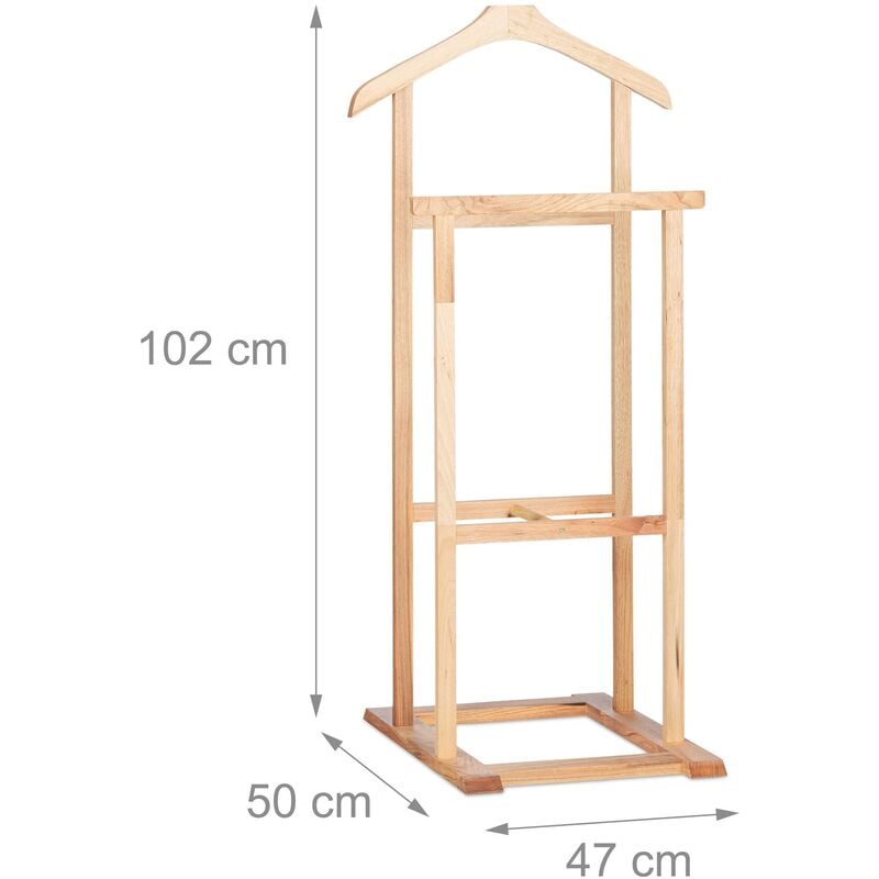 Valet portant de chambre porte vêtements sur pied 102 cm en bois