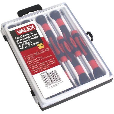 Valex Cacciaviti di Precisione per Viti con Intaglio e Phillips 8pz CRV