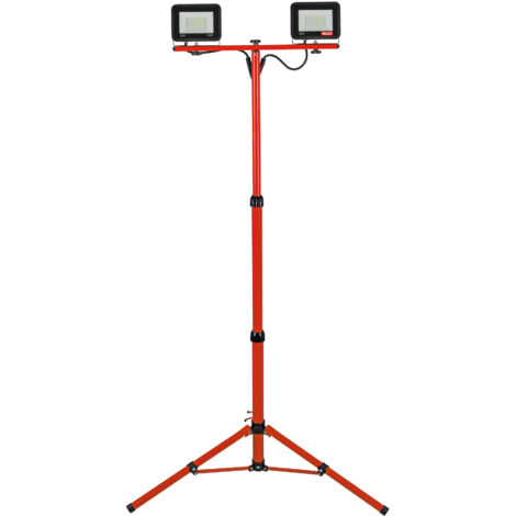 Valex Faro da Cantiere 2x30W Luce Fredda IP65 Altezza Regolabile 62-160cm