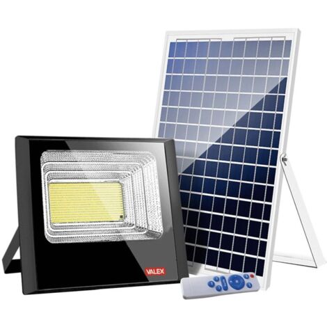 Valex Proiettore Solare 60W con Pannello, Luce Naturale IP65, Nero
