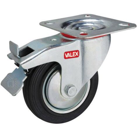 Valex ruota girevole in gomma da 100 mm con freno