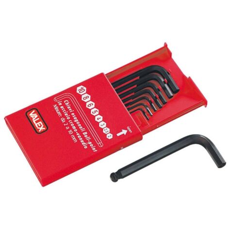Valex SET 9 CHIAVI MASCHIO ESAGONALI BALL POINT PIEGATE